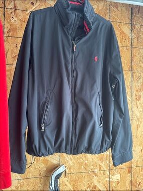 Polo by Ralph Lauren Black Lightweight Zip Jacket with Red Pony